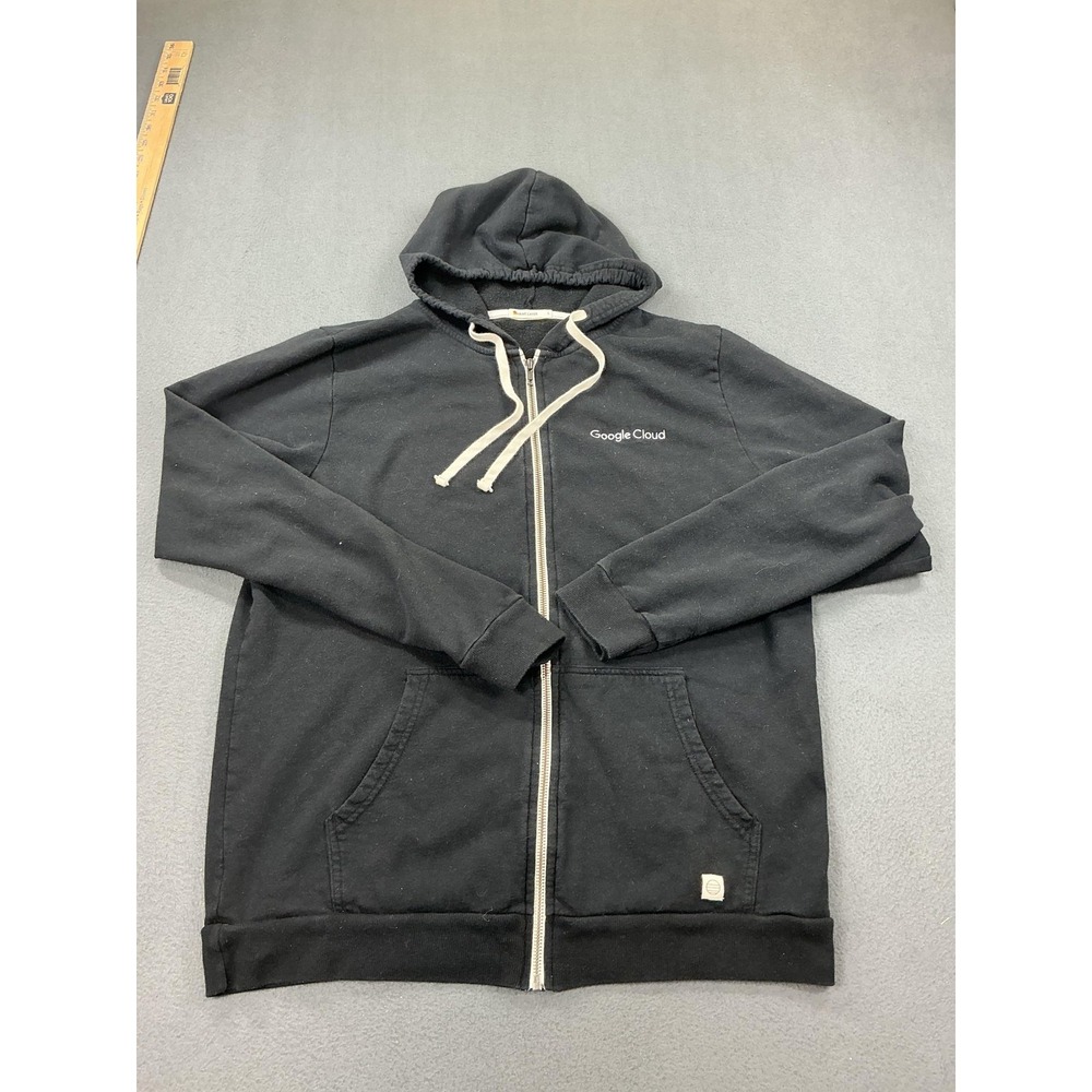Marine Layer Hoodie Mens Large Black Full Zip Google Cloud Fleece Sweatshirt USA